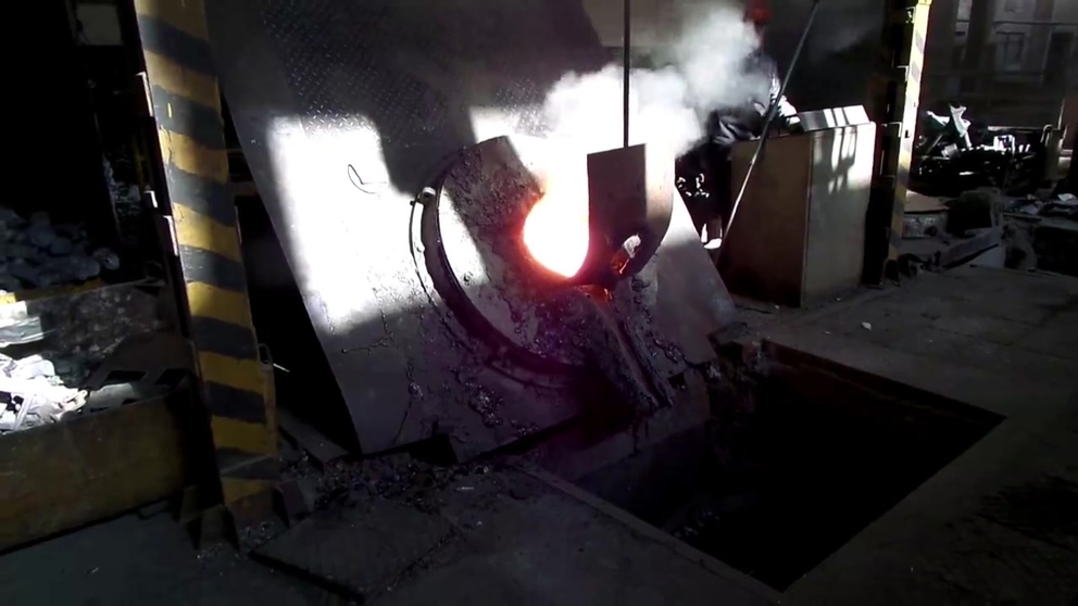 Medium frequency induction furnace work site